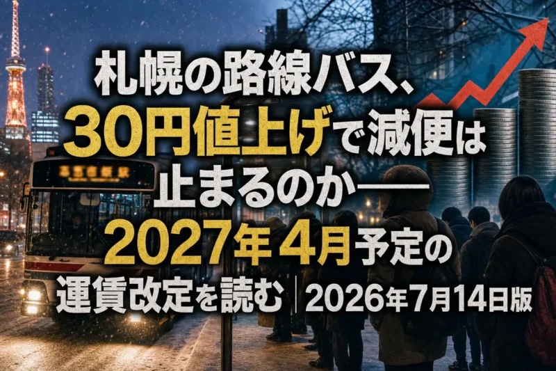 札幌の路線バス、30円値上げで減便は止まるのか――2027年4月予定の運賃改定を読む｜2026年7月14日版