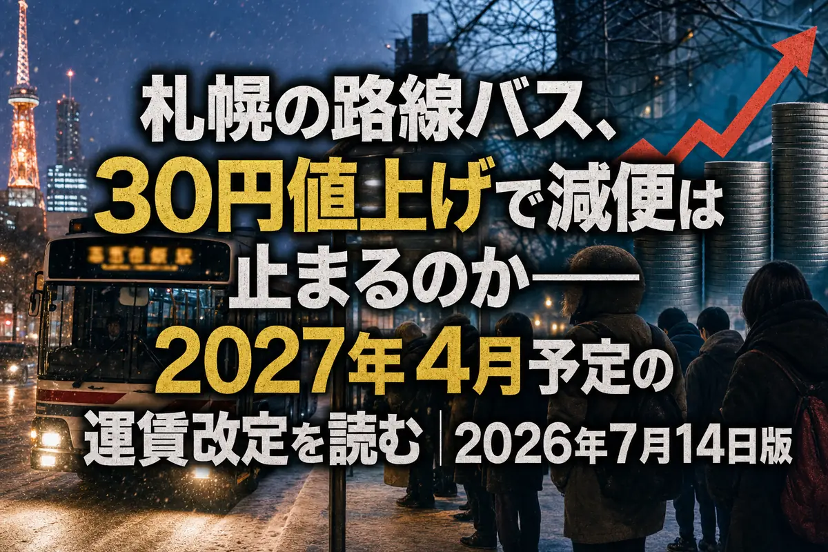 札幌の路線バス、30円値上げで減便は止まるのか――2027年4月予定の運賃改定を読む｜2026年7月14日版