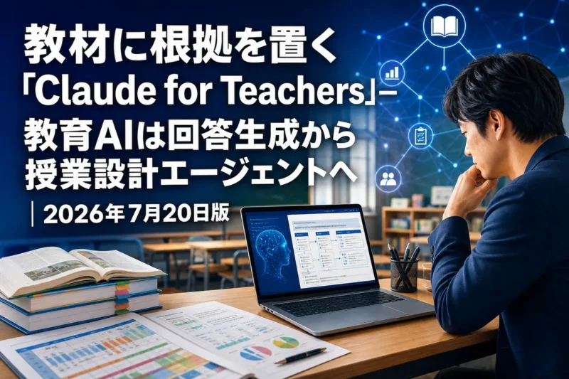 教師がAIを使って教材と学習データを確認する様子。