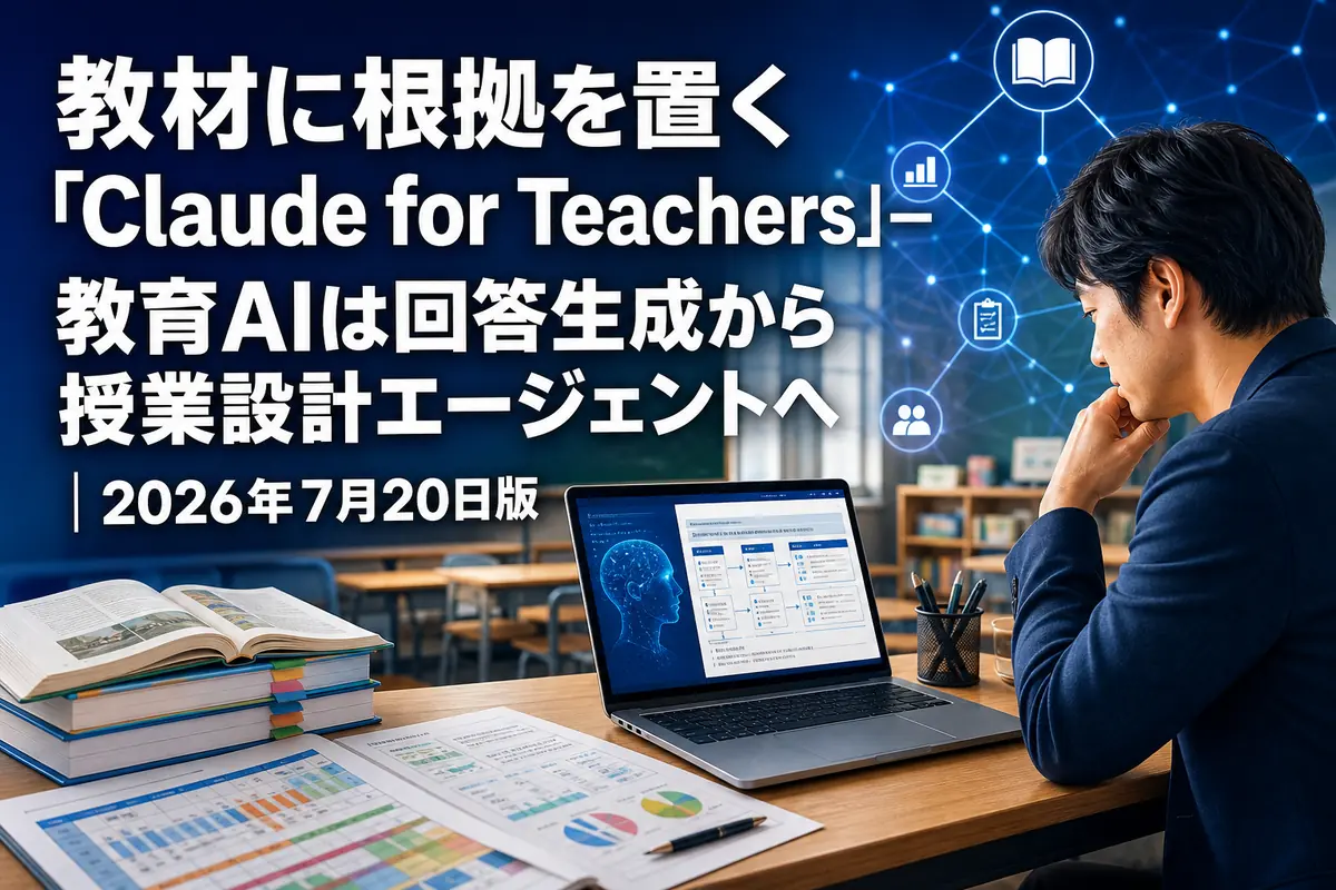 教師がAIを使って教材と学習データを確認する様子。