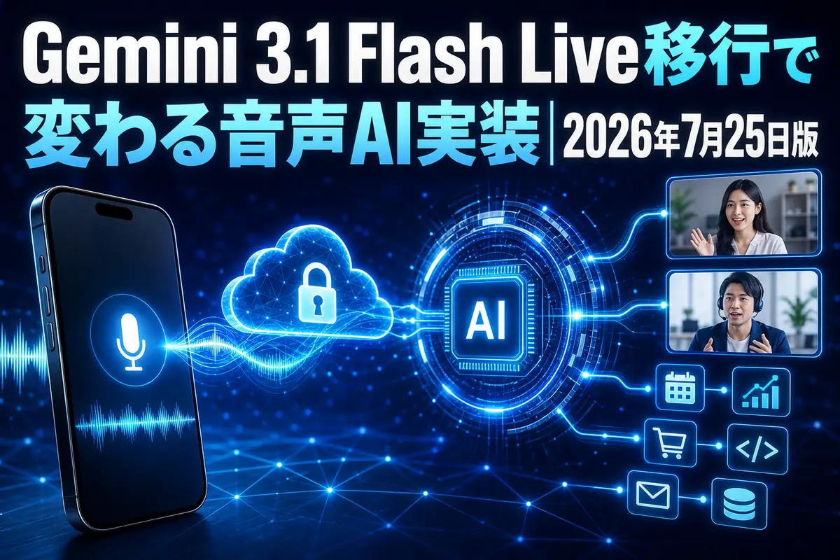 音声と映像をリアルタイム処理するAIシステムのイメージ。