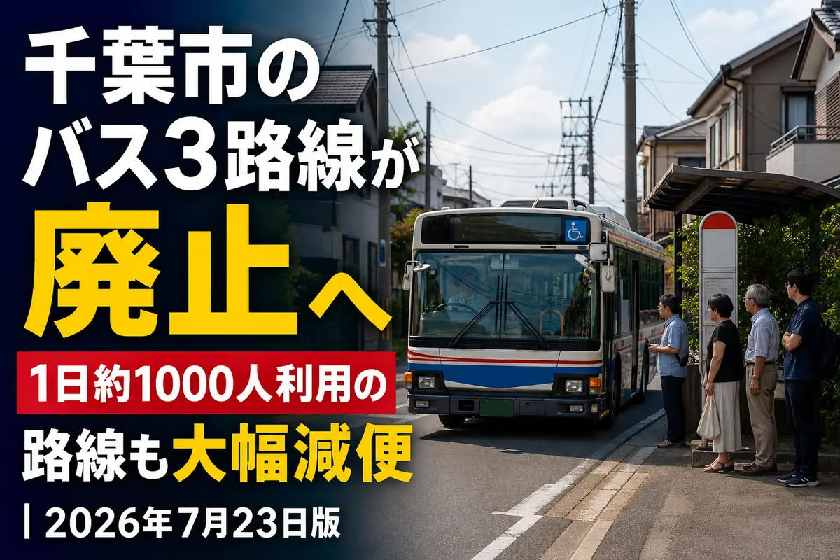 千葉市の住宅街にある狭い道路を走る路線バス。