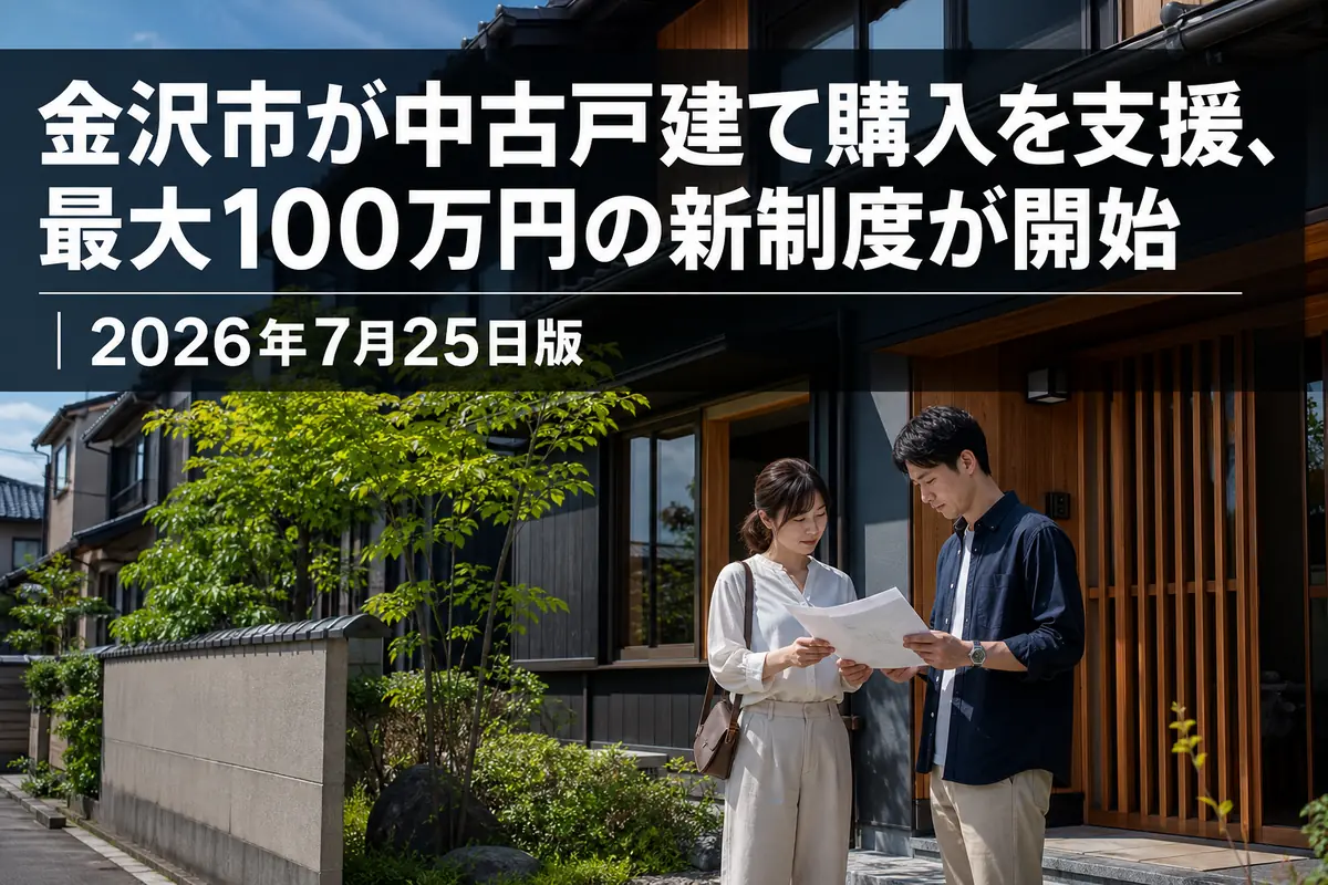 金沢市内の改修された中古戸建て住宅を確認する購入希望者。