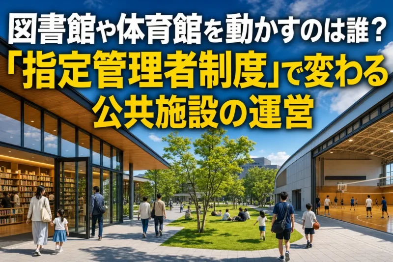 図書館、公園、体育館を利用する地域住民の様子。