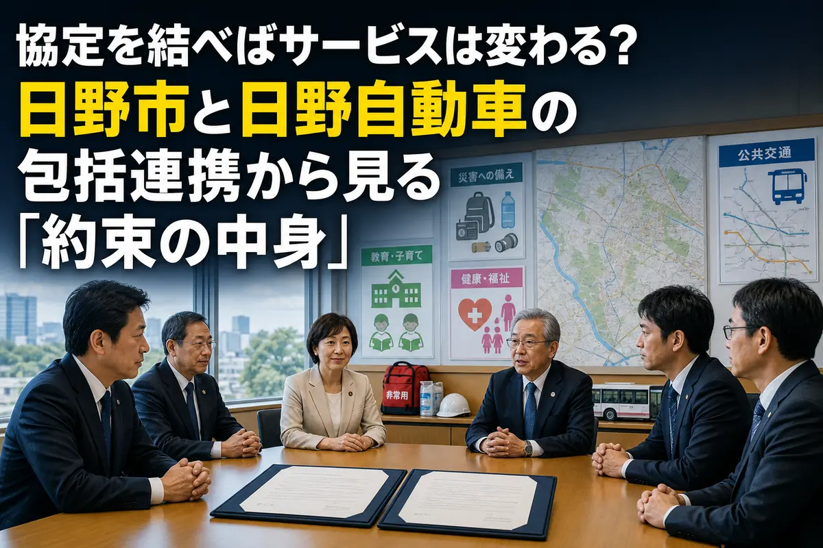 自治体と企業の担当者が地域連携について協議する様子。