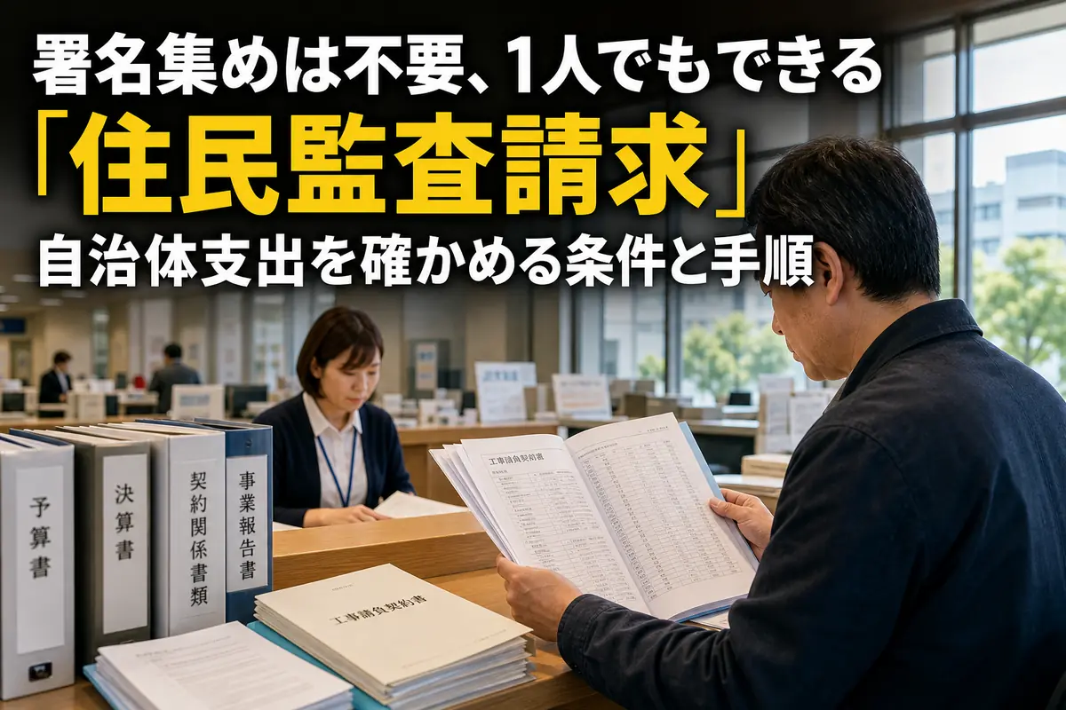 自治体の予算資料を確認する住民のイメージ。