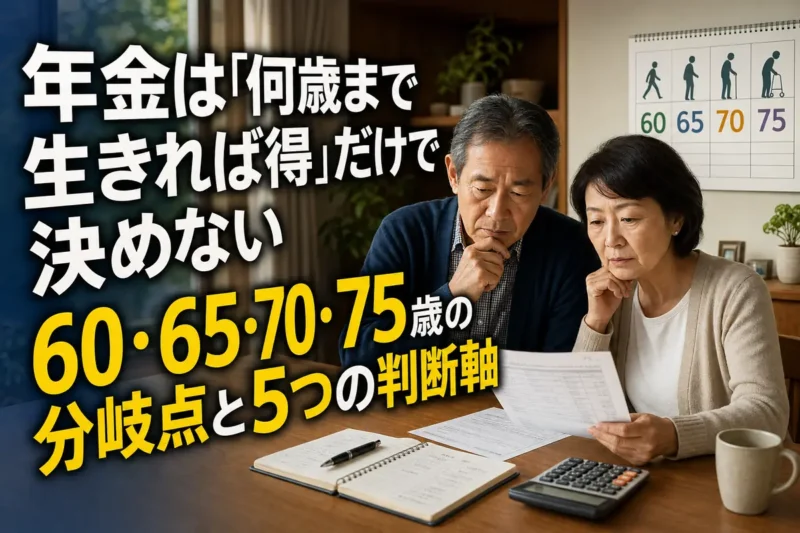 年金の受給開始時期を家計資料で検討するシニア夫婦。