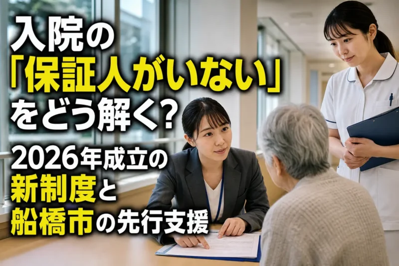 病院の入院書類を社会福祉の支援者と確認する高齢者。