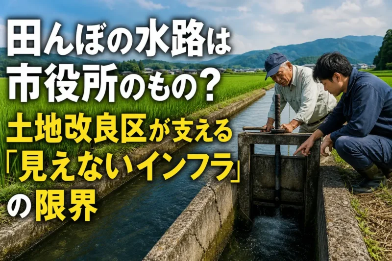 農業用水路の水門を点検する地域の担い手たち。