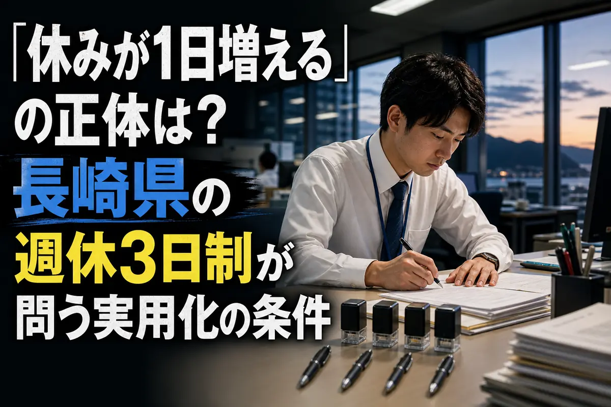 週4日勤務の導入を検討する自治体職員の仕事風景。