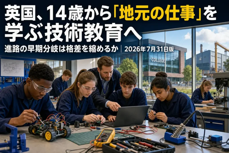 英国の学校で技術教育を受ける生徒たち。