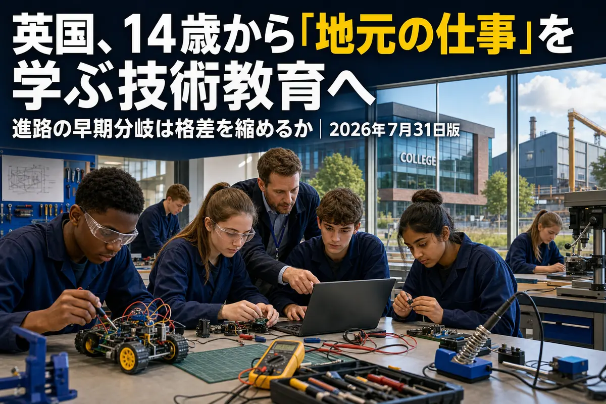 英国の学校で技術教育を受ける生徒たち。