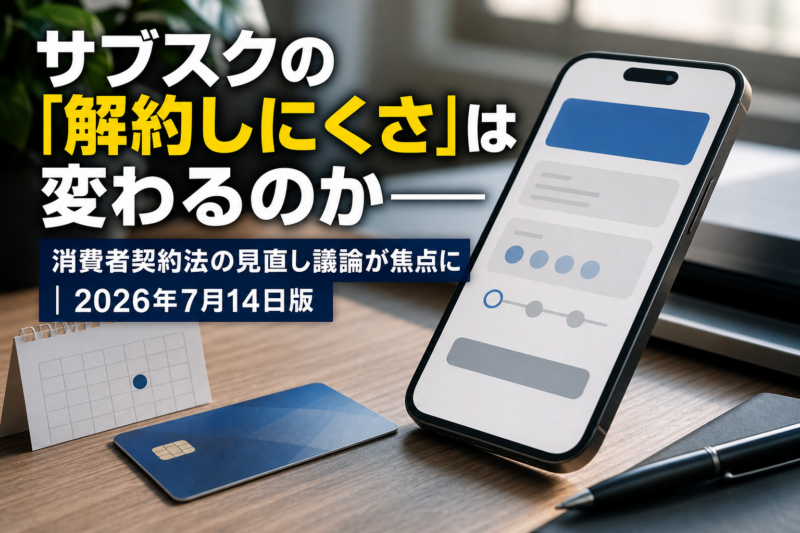サブスクリプションの契約管理を確認するスマートフォンとカード