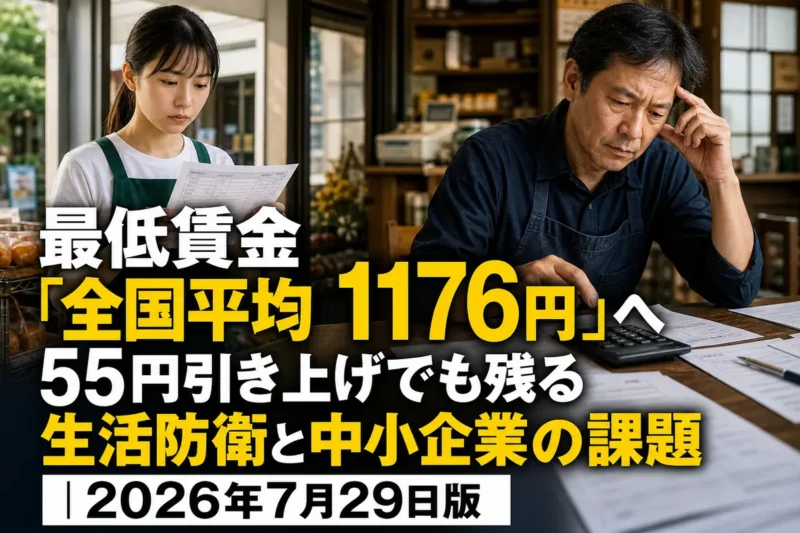 給与明細を確認する働き手と人件費を計算する店舗経営者。