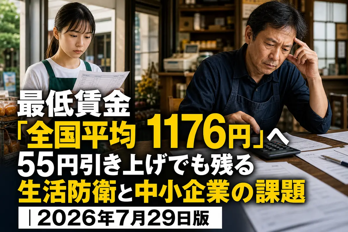 給与明細を確認する働き手と人件費を計算する店舗経営者。