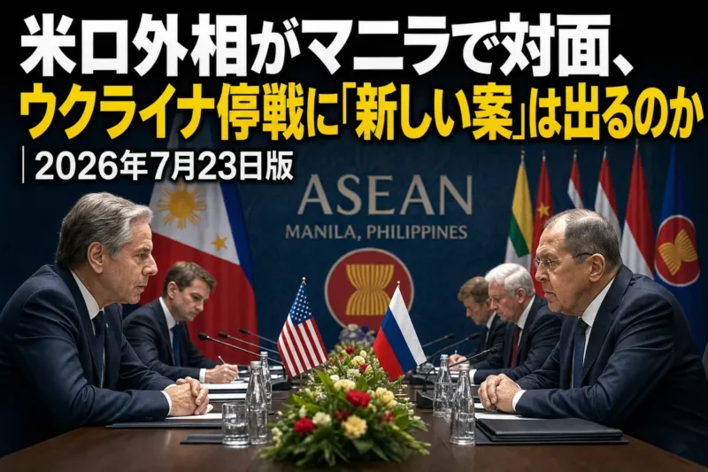 マニラの国際会議場で向き合う米ロの外交代表。
