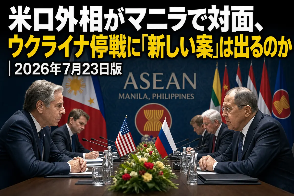 マニラの国際会議場で向き合う米ロの外交代表。