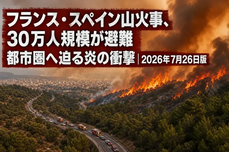 フランスとスペインで市街地近くまで広がる大規模な山火事。