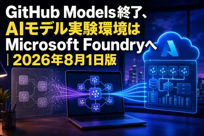 GitHub Modelsからクラウド上のAI開発基盤へ移行する様子を表したイメージ。