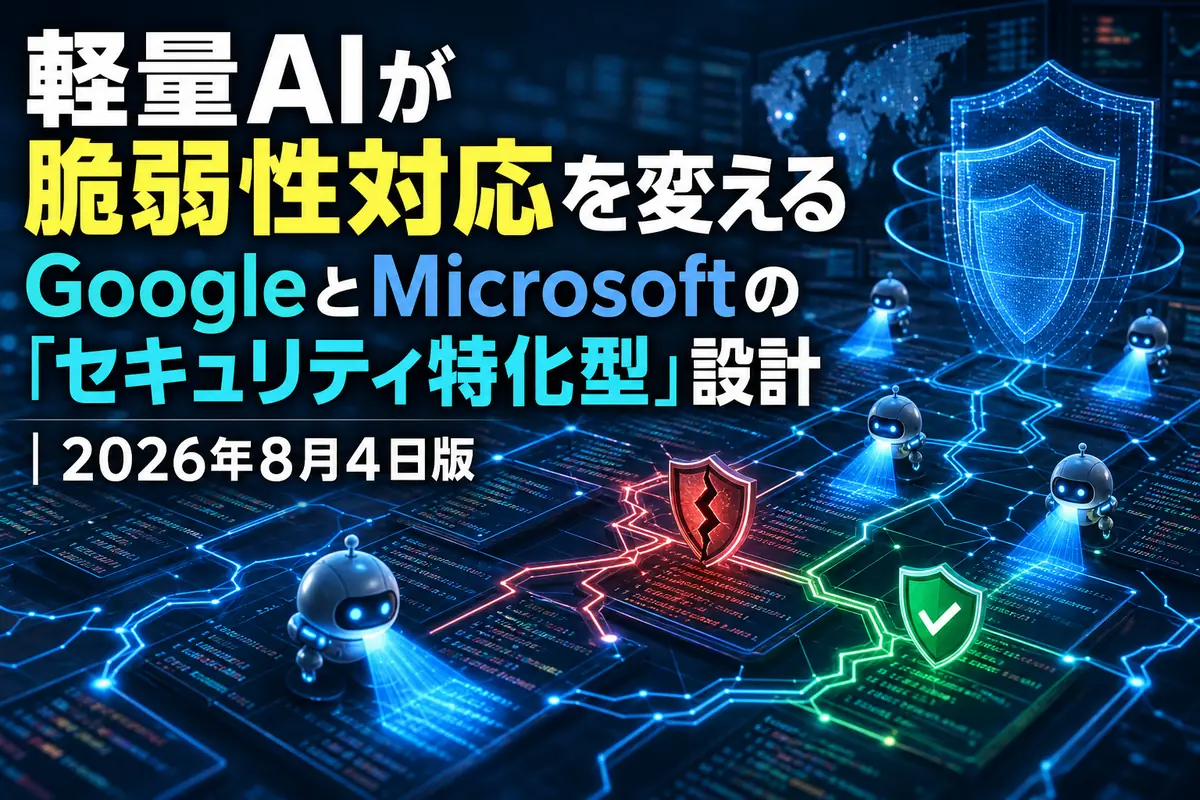 複数の軽量AIエージェントがコードの脆弱性を探索し修正する様子。