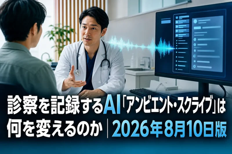 診察中の会話をAIが診療記録へ整理する様子。