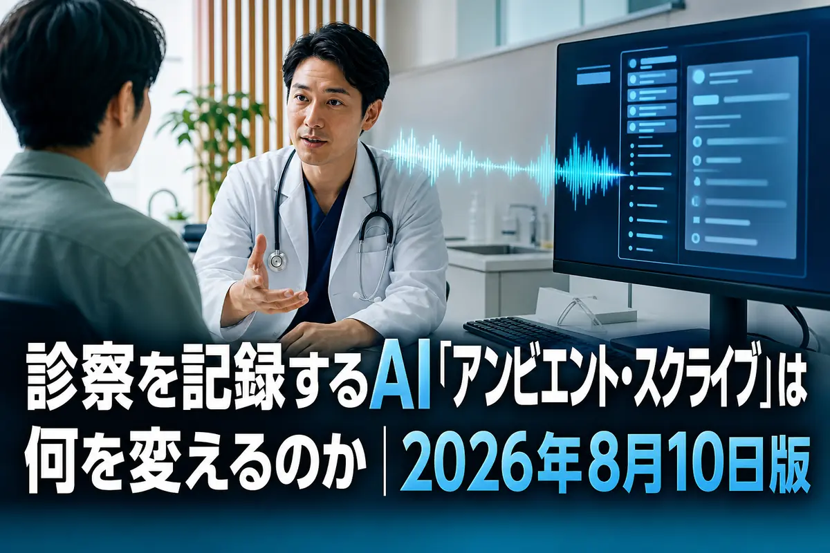 診察中の会話をAIが診療記録へ整理する様子。