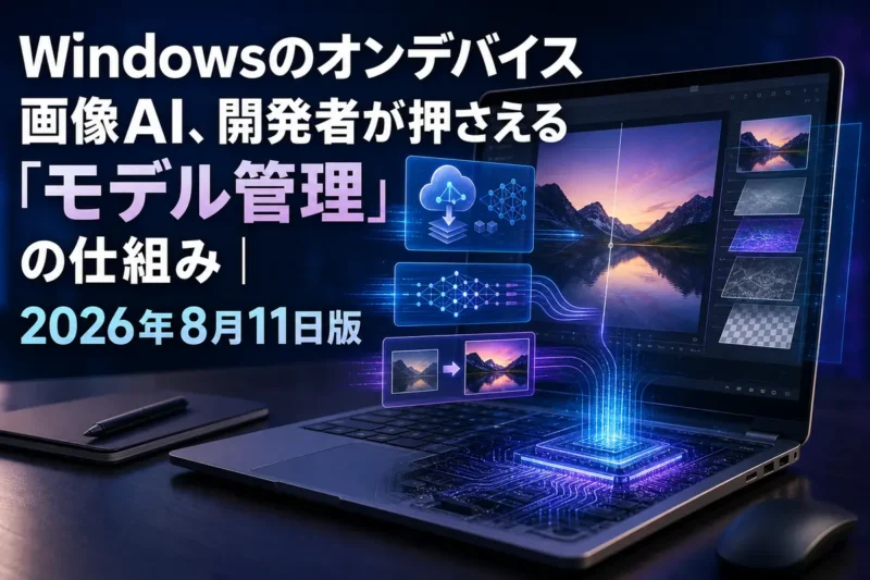 ノートPC内のNPUで画像AIモデルが動く仕組みを表したイメージ。