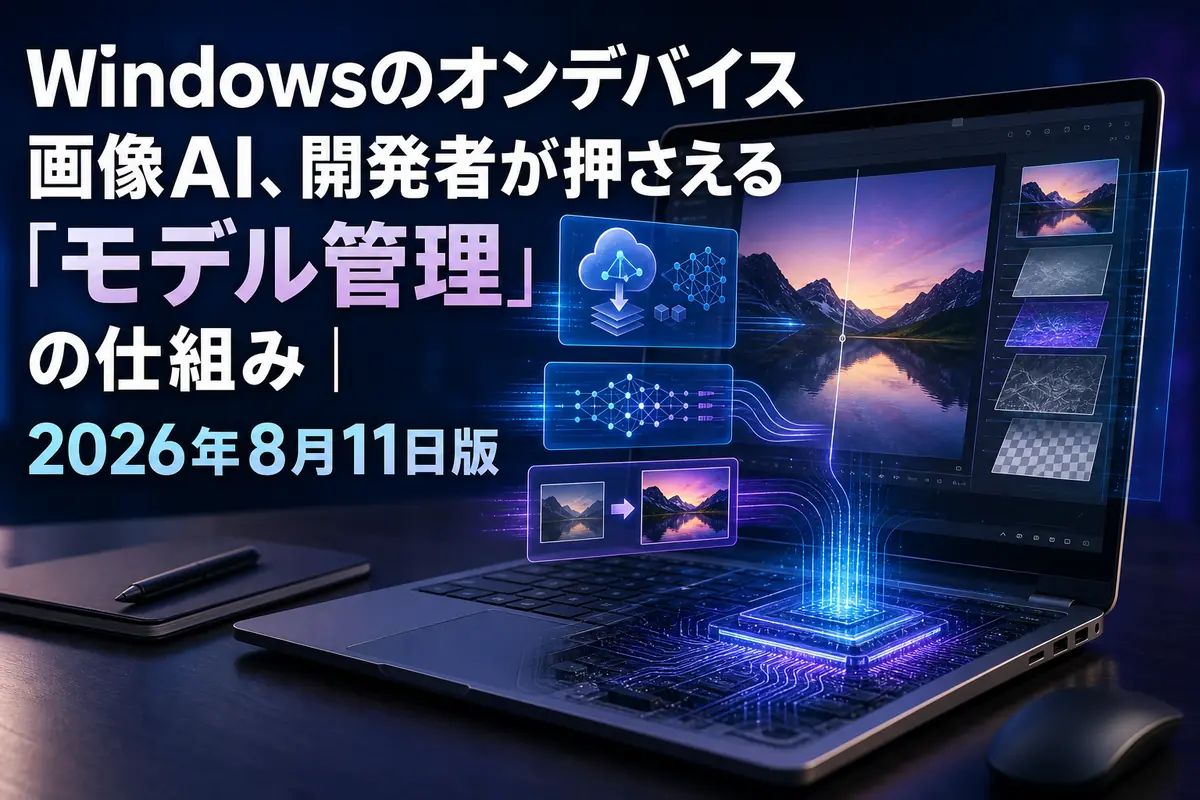 ノートPC内のNPUで画像AIモデルが動く仕組みを表したイメージ。