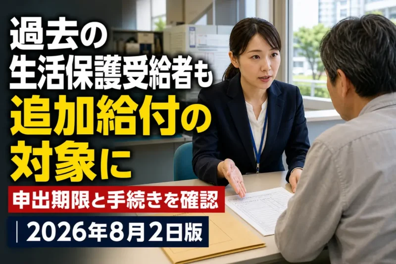 自治体の相談窓口で追加給付の手続きを確認する様子。