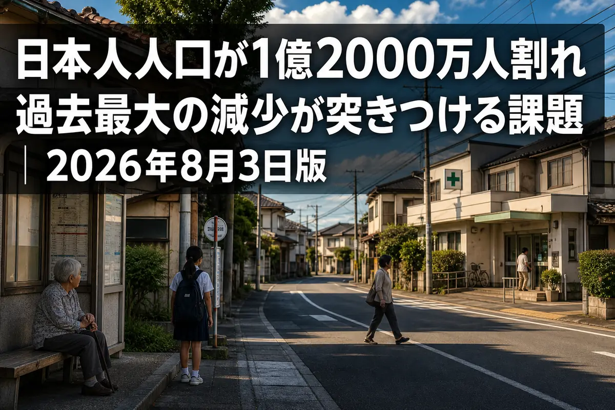 人口減少が進む日本の地域社会と生活インフラを表す風景。