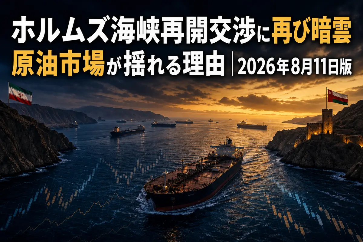 ホルムズ海峡付近で通航を待つ複数の石油タンカー。